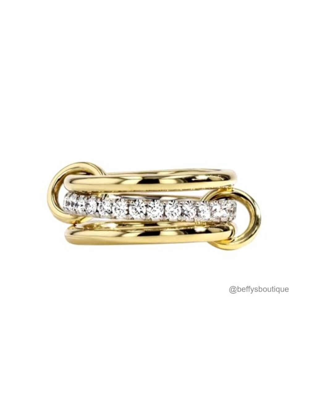 14K Gold Plated Stackable Rings Set 3 Interlocked Bands CZ Hypoallergenic